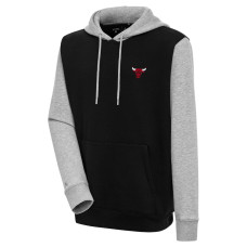 Chicago Bulls Antigua Victory Colorblock Pullover basketball Hoodie - Black/Heather Gray