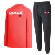 Chicago Bulls Concepts Sport Meter Pullover basketball Hoodie & Jogger Pants Set - Black/Red