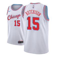 Men 2018 NBA Draft Chandler Hutchison Chicago Bulls #15 City Edition White Jersey