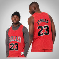 Bulls Michael Jordan Men Quintessential Worn Out Tnak Jersey Red